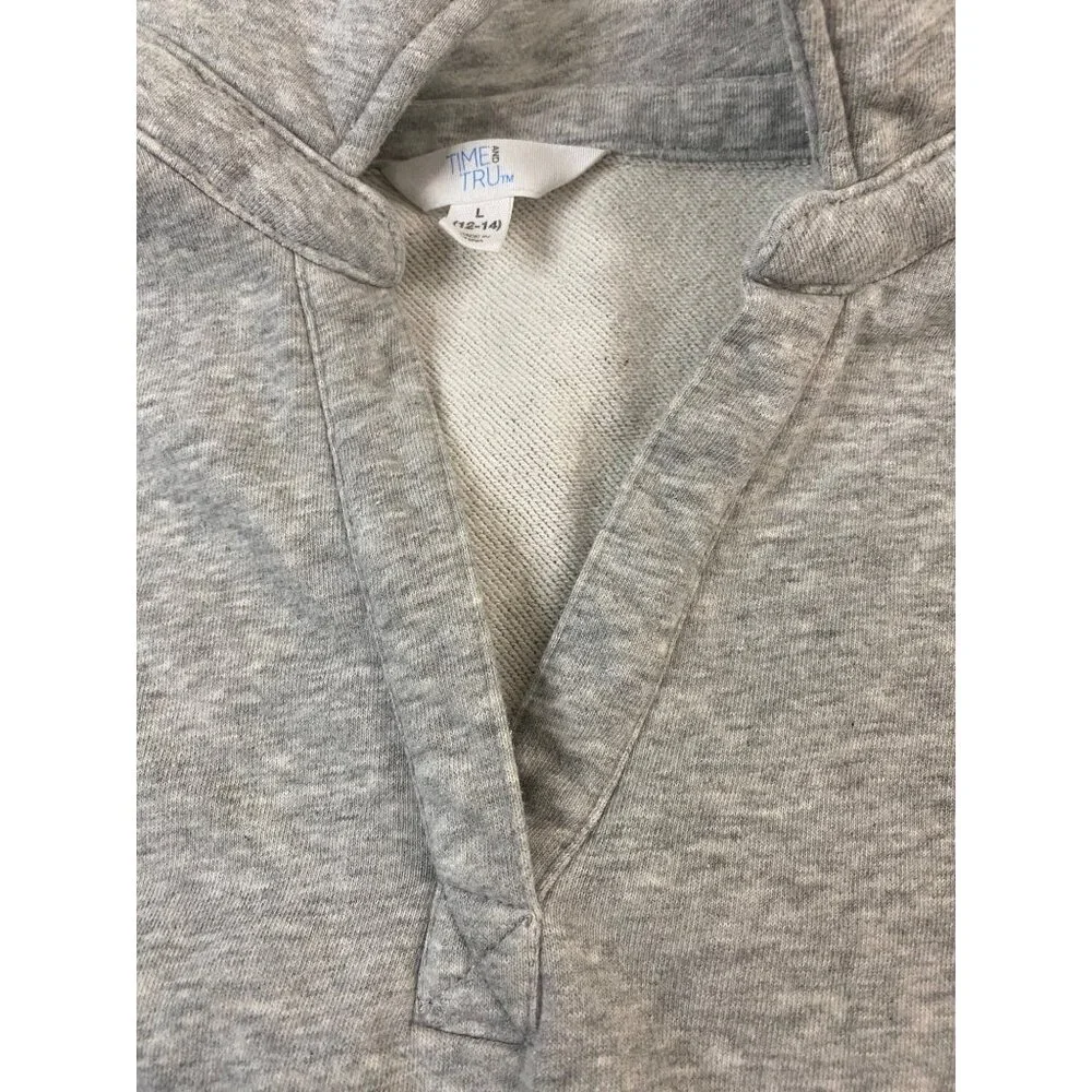 Time and Tru Womens Gray Split Neck Pullover Sweatshirt Top Size L 12-14 - Picture 11 of 11